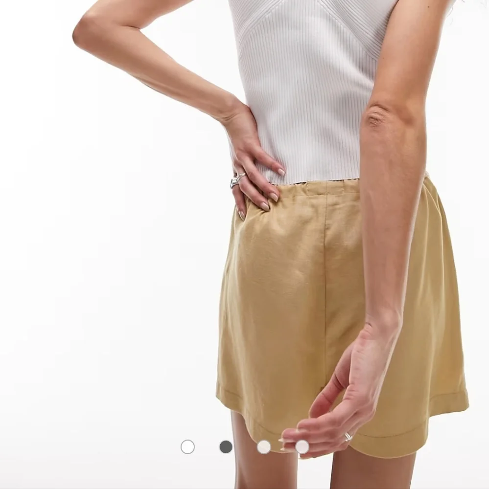 NWT Topshop high waist linen draw cord shorts in sand
